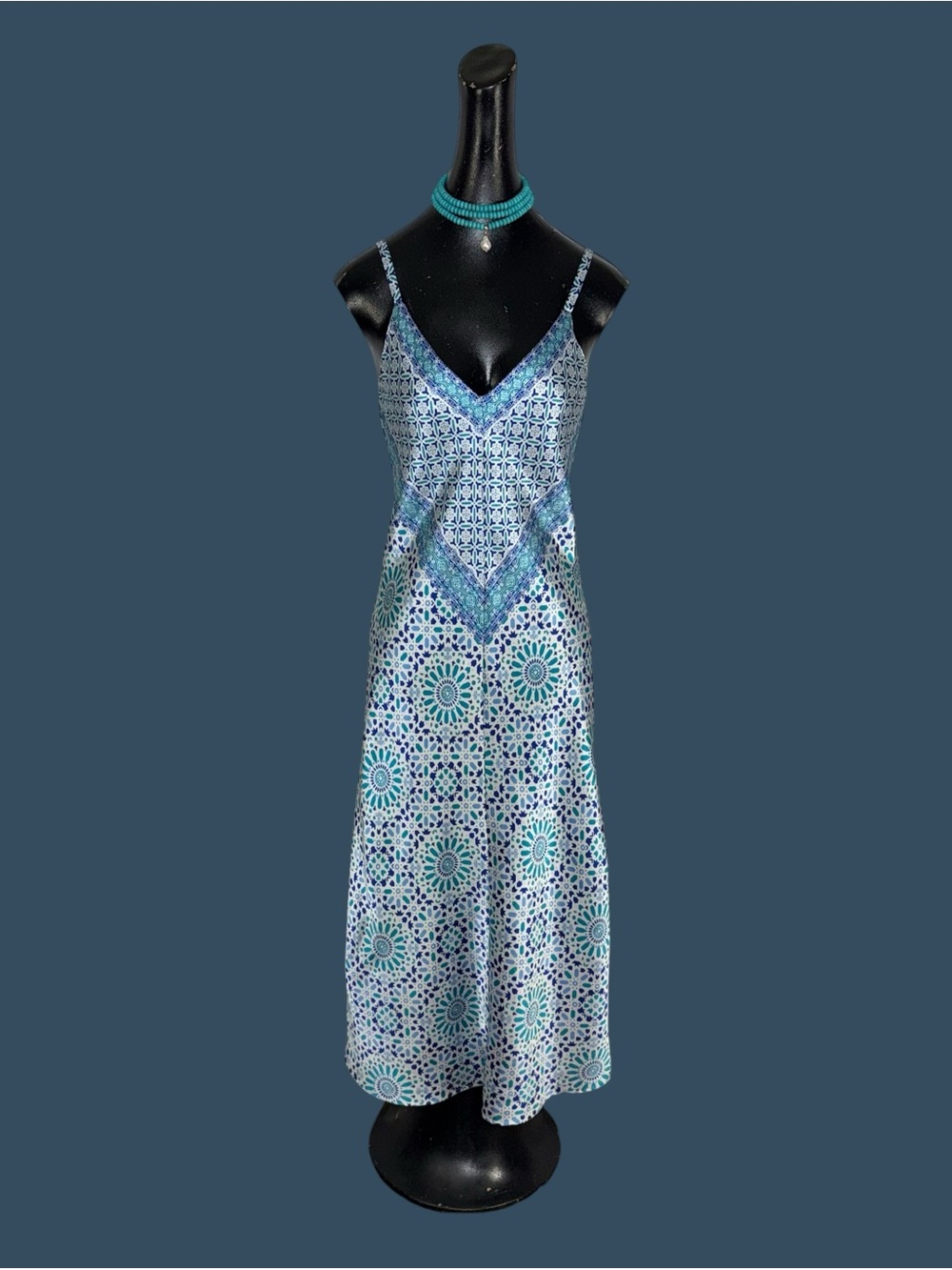 Jones New York Blue & Teal Mosaic-Print Slip Dress